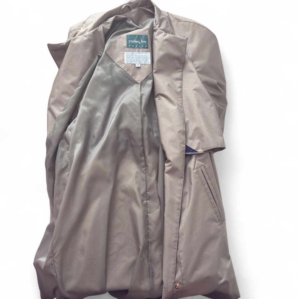 Vintage 80s‎ Taupe Trench Coat Duster Style Retro Femme Streetwear Dark Academia - Picture 8 of 9